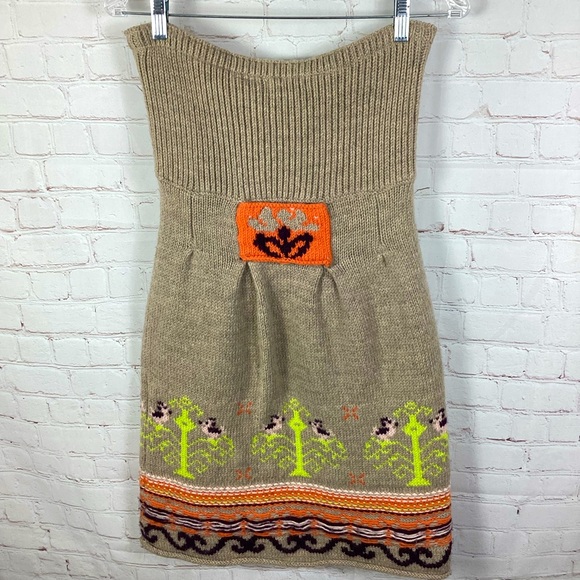 Anthropologie Sleeping on Snow Strapless Sweater Dress Size Small Fair Isle - Picture 2 of 14